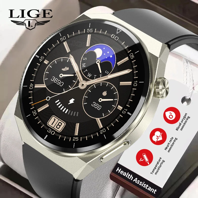 

LIGE Smart Watch For Men Three High Heart Rate Blood Sugar Blood Oxyge Health Sport Smartwatch Sleep Body Temperature Monitoring