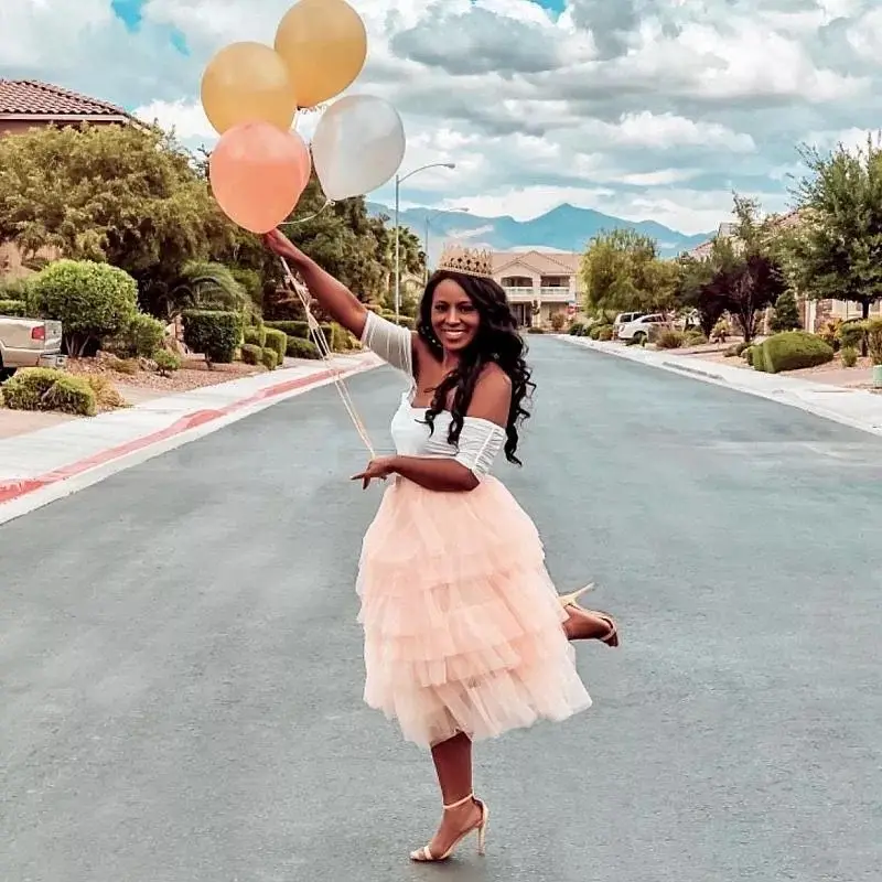 

Candy Peach Pink Tiered Tulle Skirts Women To Birthday Party Zipper Mid Calf Tulle Maxi Skirt Female Tutu Skirt