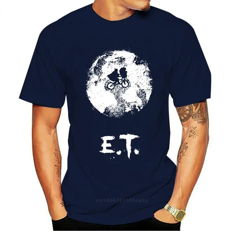 

New E.T. ET Alien 80's Movie Elliott BMX Biker Moon Distressed Retro Design T Shirt