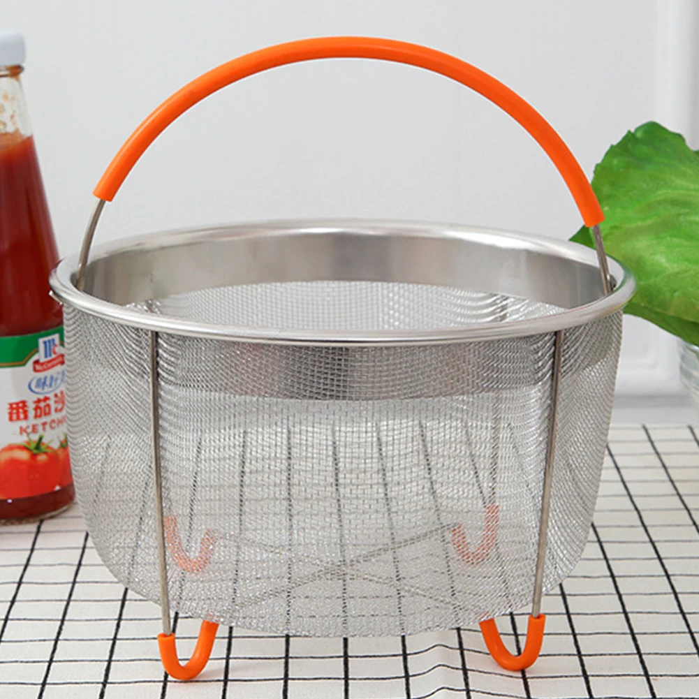 Pressure Cooker Steamers Anti-scald Silicone Handle Stainless Steel Steamer Basket Instant Pot Kitchen Accessories 21x11cm |