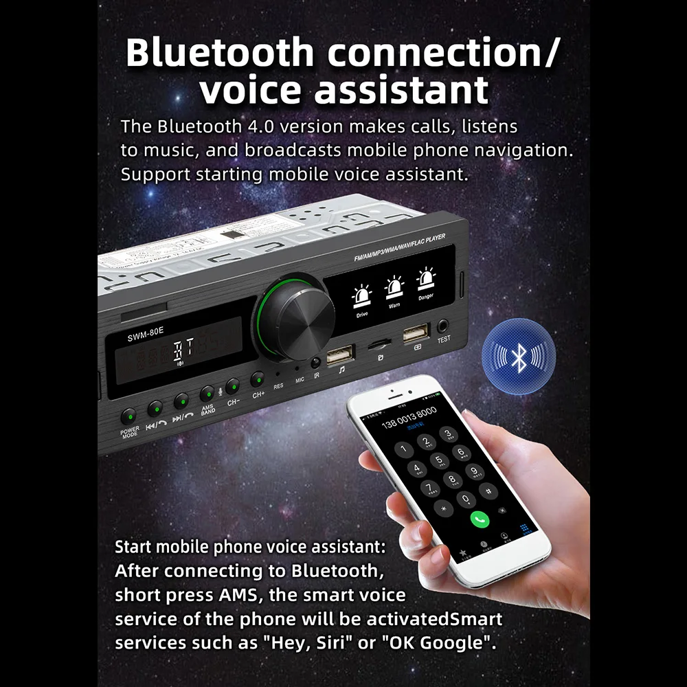 Автомагнитола Locator 12 В с USB/SD/AUX-входом и микрофоном |