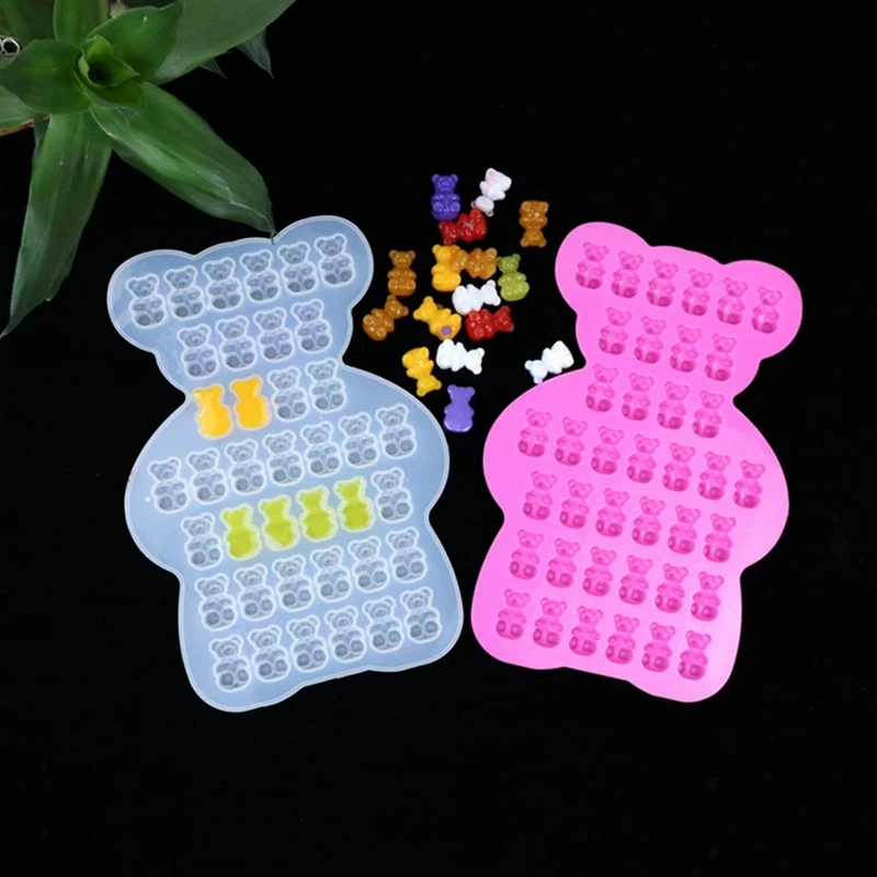 

DIY Mirror Gummy Bear Gummy Bear Crystal Epoxy Mold Baking Cake Dessert Bear Shaped Ice Square Home Baking Crafts