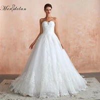 merdelan white ivory lace appliques ball gown luxurious off the shoulder tube top bridal dress wedding dresses vestido de boda