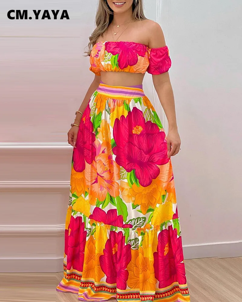 

Женский пляжный костюм CM.YAYA, длинная юбка с цветочным принтом в стиле бохо, 2022-лето