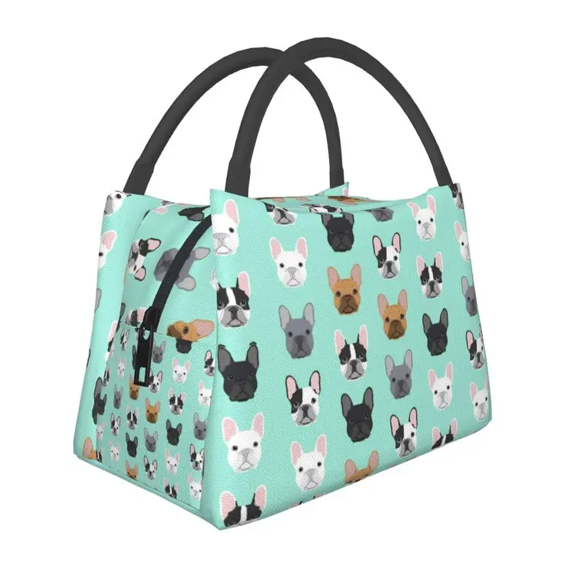 

French Bulldog Insulated Lunch Tote Bag for Women Dog Resuable Cooler Thermal Bento Box Hospital Office