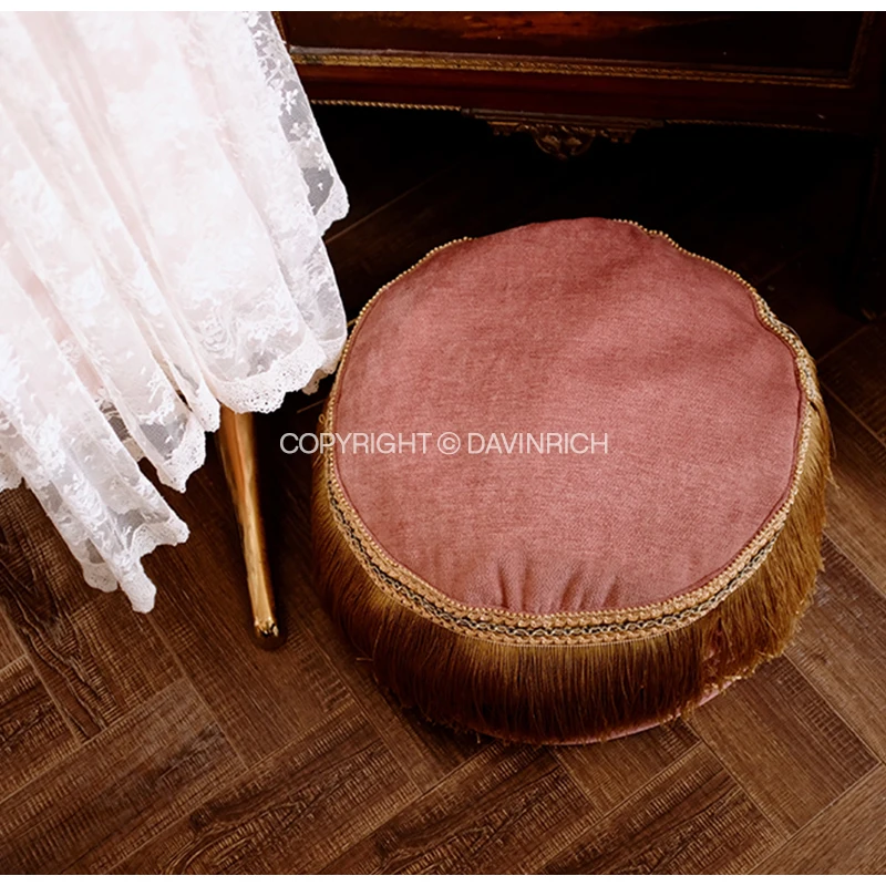 Французский винтажный пуф DAVINRICH пуфик с кисточками в европейском стиле роскошный