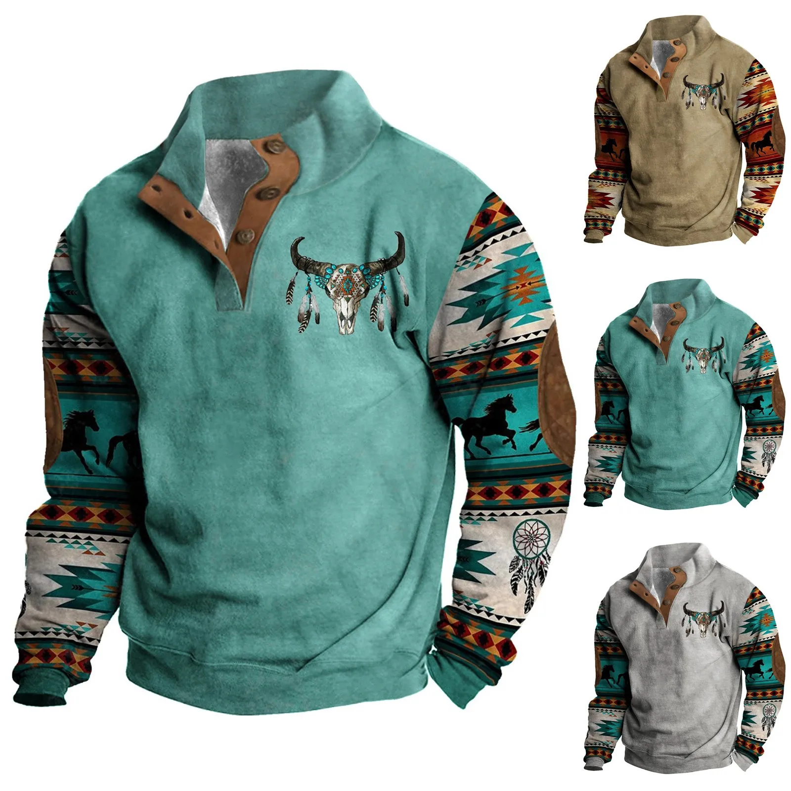 Свитшот мужской с воротником-стойкой Повседневная Уличная одежда топы на весну и