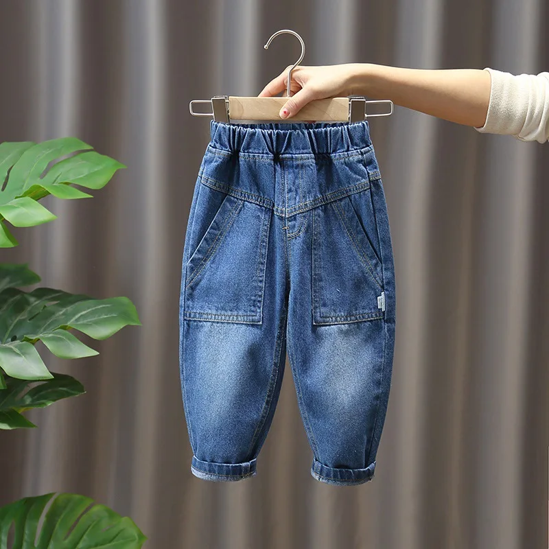 

New 2022 Kids Fashion Solid Jeans Trousers Pants Boys Denim Pants Baby Boys Jeans Autumn Winter Jeans Long Pants Clothing 2-7Yrs