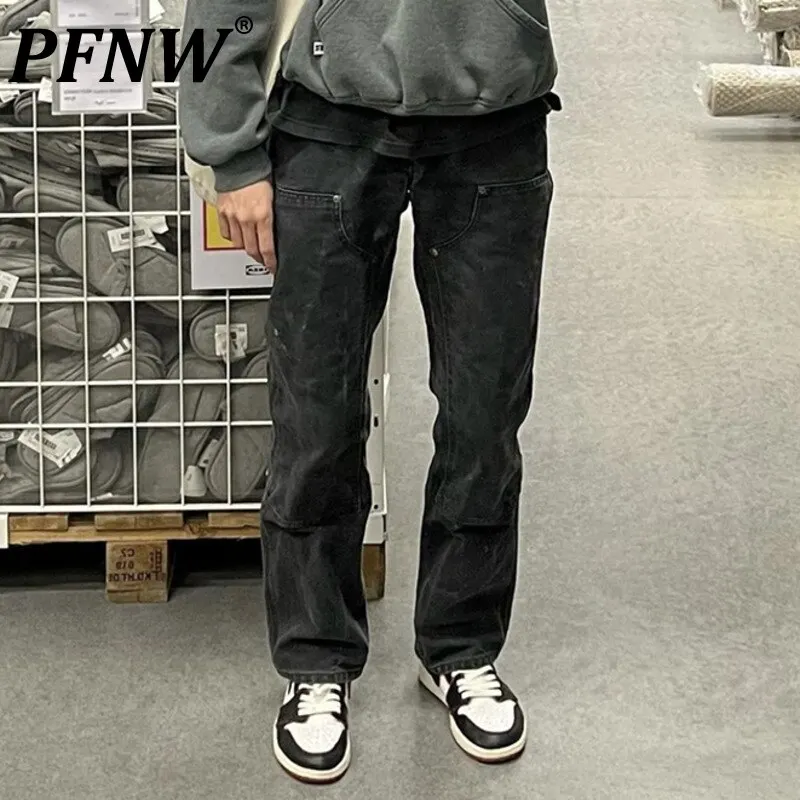 

PFNW Spring Autumn Men's New Darkwear Cargo Pants Tide Canvas Design Overalls Trendy Straight Safari Style Trousers 12A8178