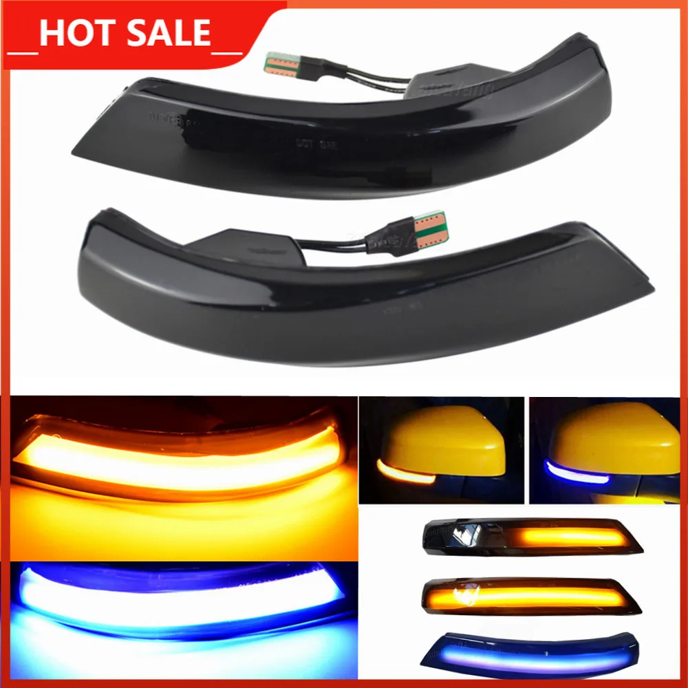 2pcs Flowing Turn Signal Light LED Side Wing Rearview Mirror Dynamic Indicator Blinker For Ford Focus 2 3 Mk2 Mk3 Mondeo Mk4