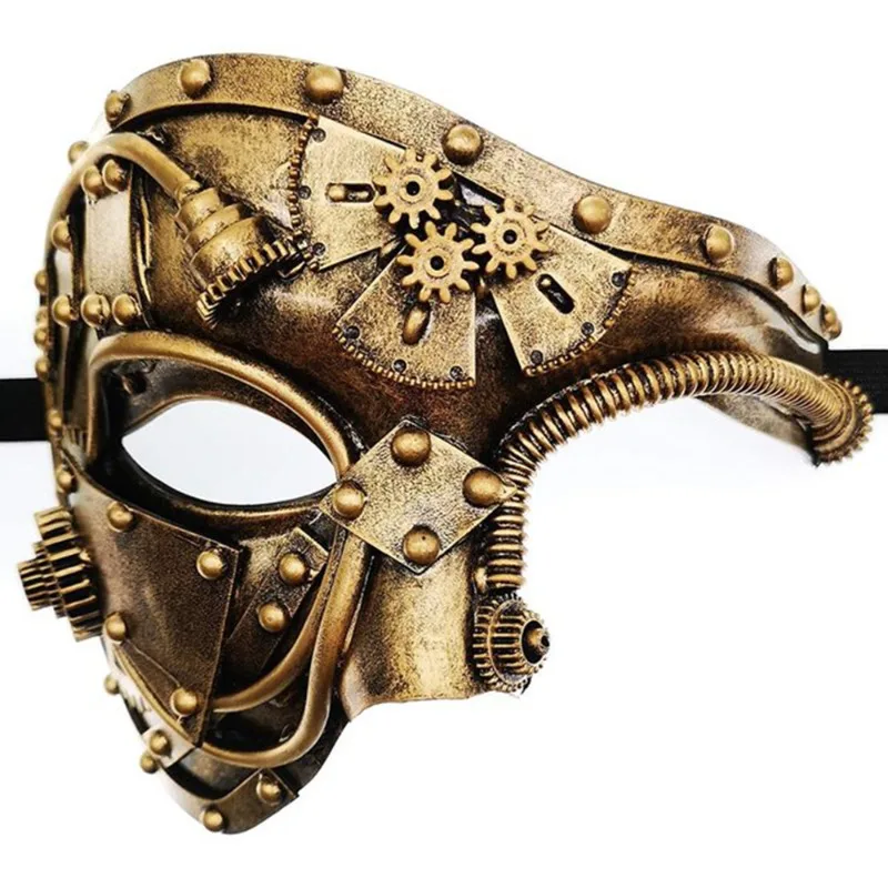 

Steampunk Masquerade Ghost Cosplay Mask Mechanical Equipment Half Face Halloween costume Christmas party accessories Adult Gift