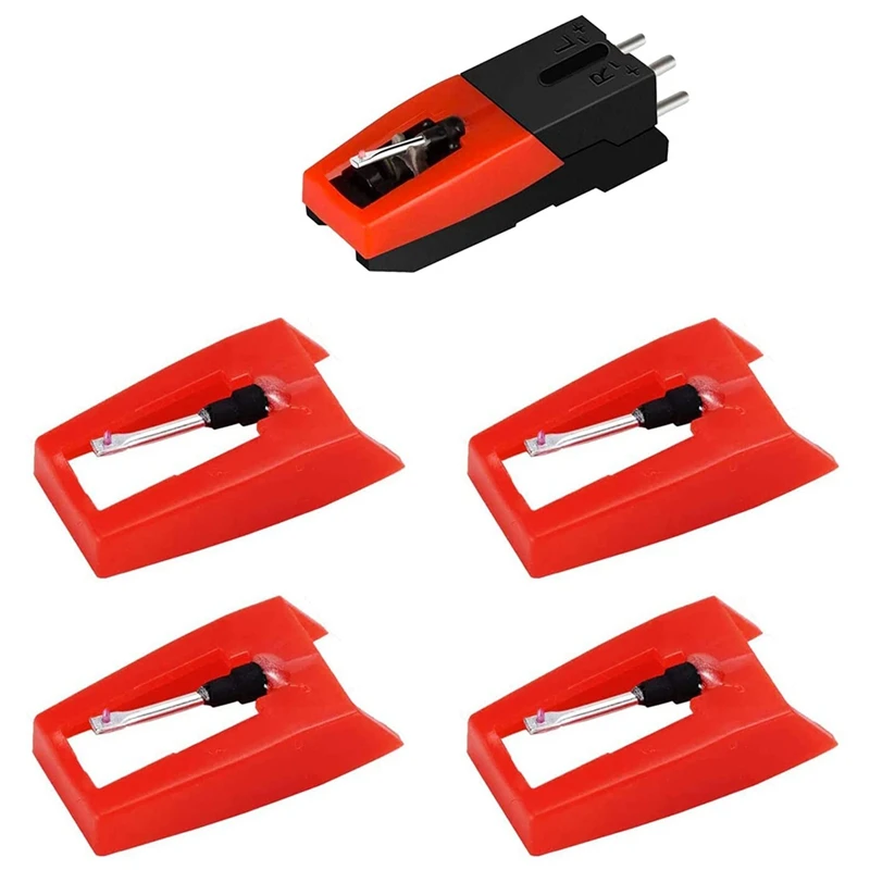 Record Player Needle, 1 PC Record Player Cartridge With 4 PCS Diamond Stylus Replacement For Crosley, Victrola, ION, LP
