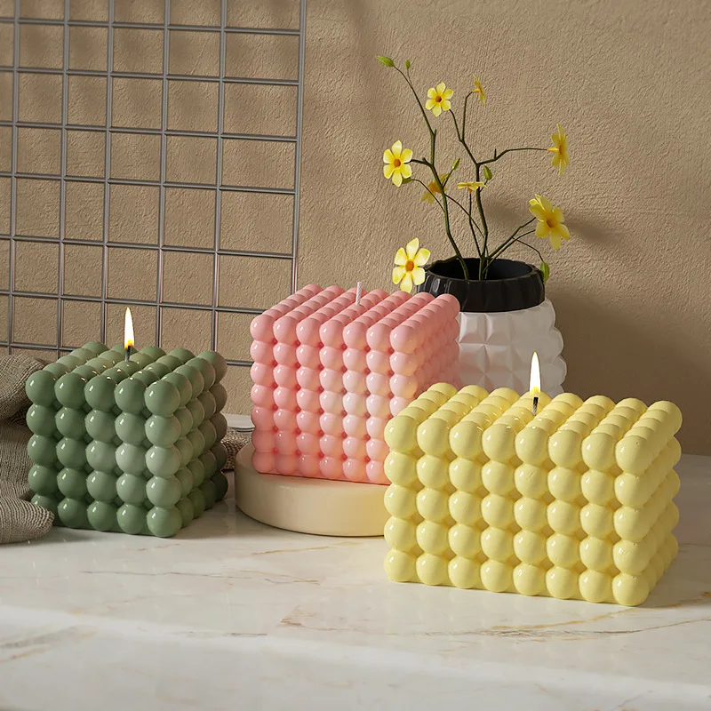 

Large Cube Bubble Candles Silicone Mold 3D Geometric Handmade Candle Making Wax Molds Plaster Epoxy Resin Soap Mould Home Decor