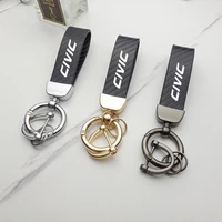 for honda civic 10th 8th type r 2012 2018 2020 new carbon fiber leather car keychain custom rotating horseshoe key rings