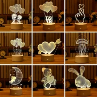 romantic love 3d acrylic led lamp for home childrens night light table lamp birthday party decor valentines day bedside lamp