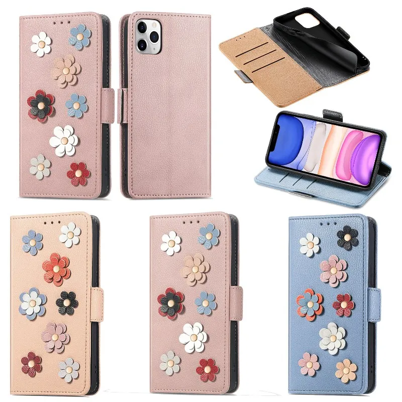 

Leather Flowers Card Wallet Phone Case For Samsung Galaxy S23 S22 S21 S20 FE S10 S9 S8 Note 20 10 Magnetic Horizontal Flip Cover