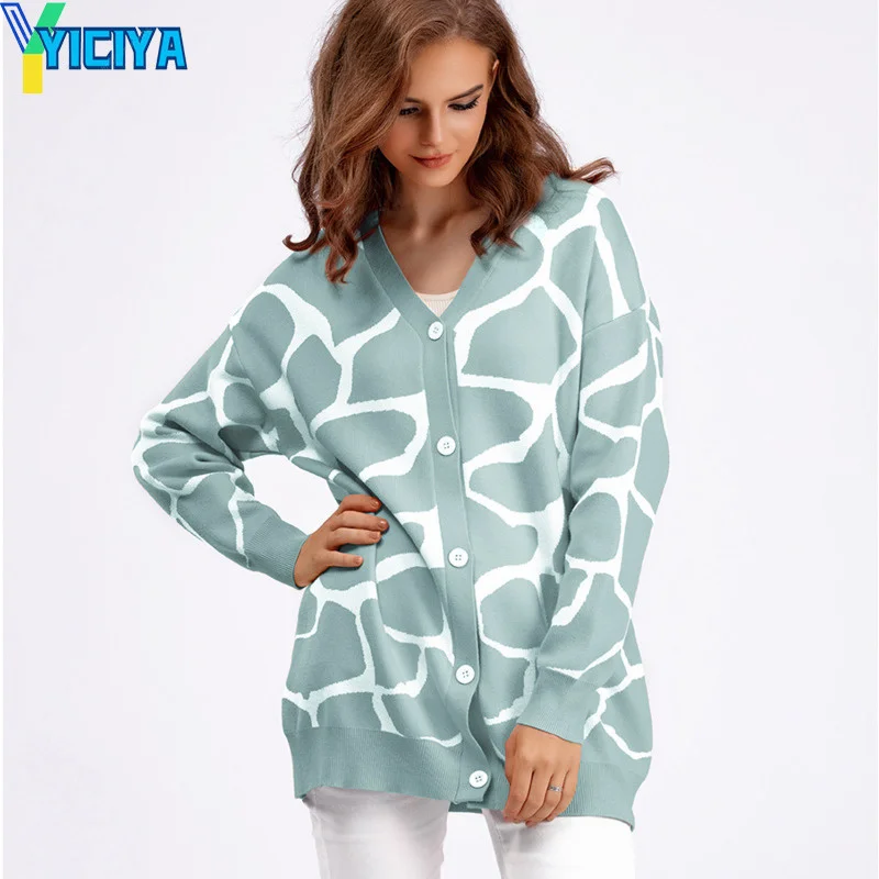 

Кардиган YICIYA, женская одежда, трикотажная одежда, осень-зима 2023, вязаный кардиган с V-образным вырезом, винтажный свитер y2k, уличные свободные пальто