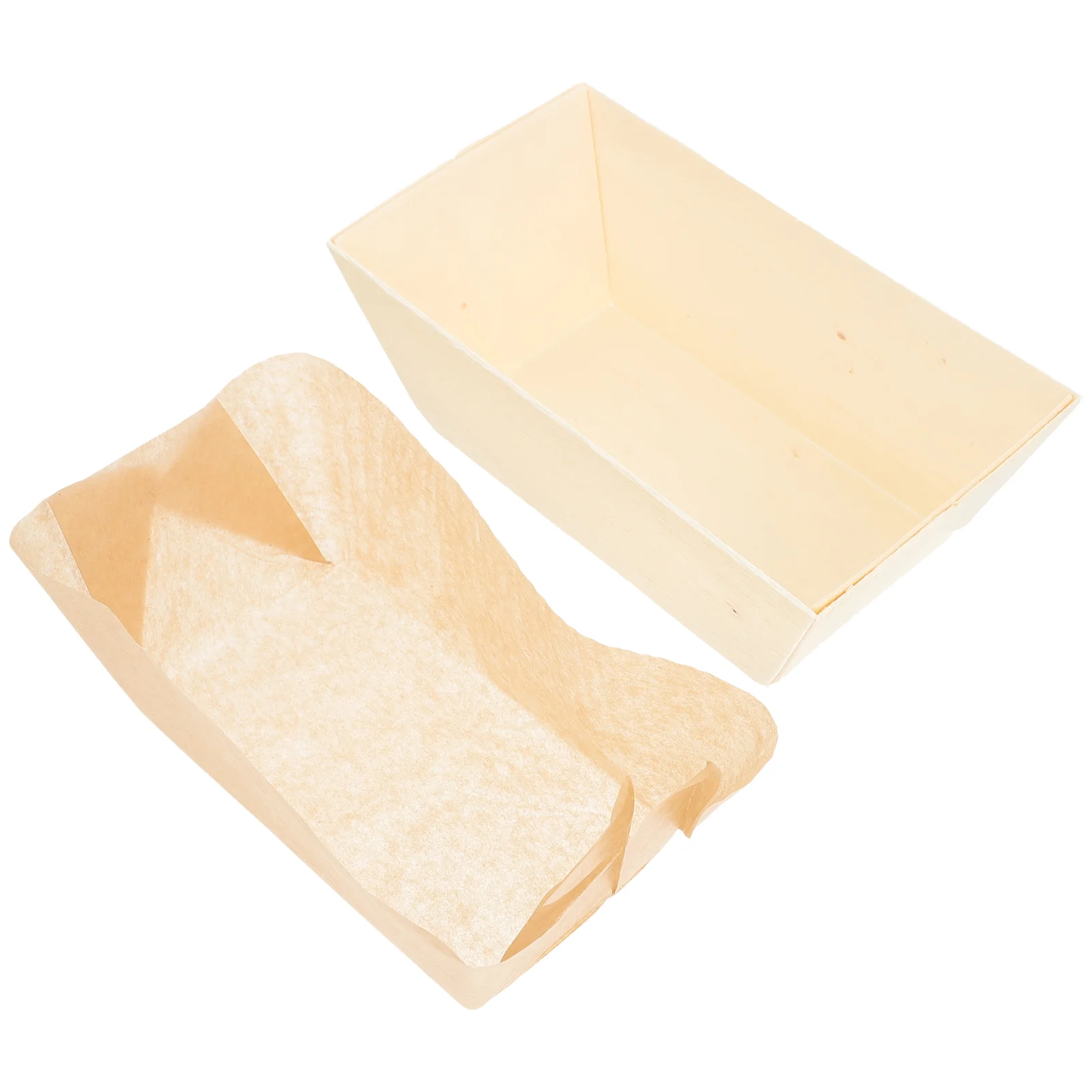 

3pcs Bread Baking Mold Dessert Boxes Bakery Boxes Wooden Baking Mold with Paper Liners