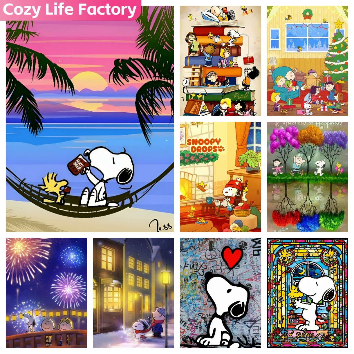 

S-Snoopy Kawaii, милая мультяшная алмазная живопись, новинка, 5D «сделай сам», Круглая Мозаика, вышивка крестиком, набор для рукоделия, домашний декор