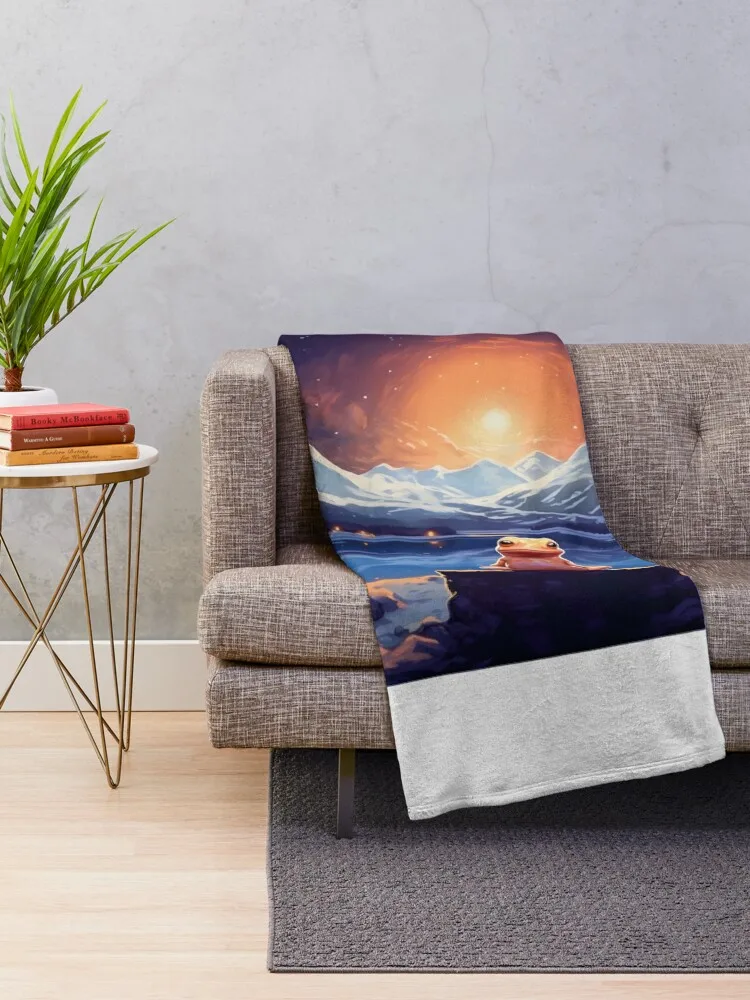 Холодное сокровище: Axolotl Amidst Snow-Capped Peaks Плед на диван Зимние кровати Кровать