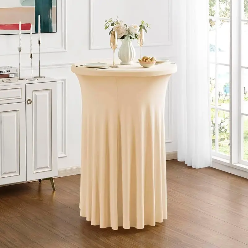 

Круглые коктейльные скатерти из спандекса с юбкой, коктейльное покрытие для круглого стола, эластичная юбка из спандекса для стола, свадебной вечеринки, банкета