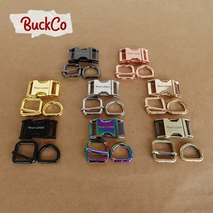 50pcs/lot Engraved(metal buckle+adjust buckle+D ring)DIY dog collar 20mm webbing sewing accessory plated buckle 8 colours