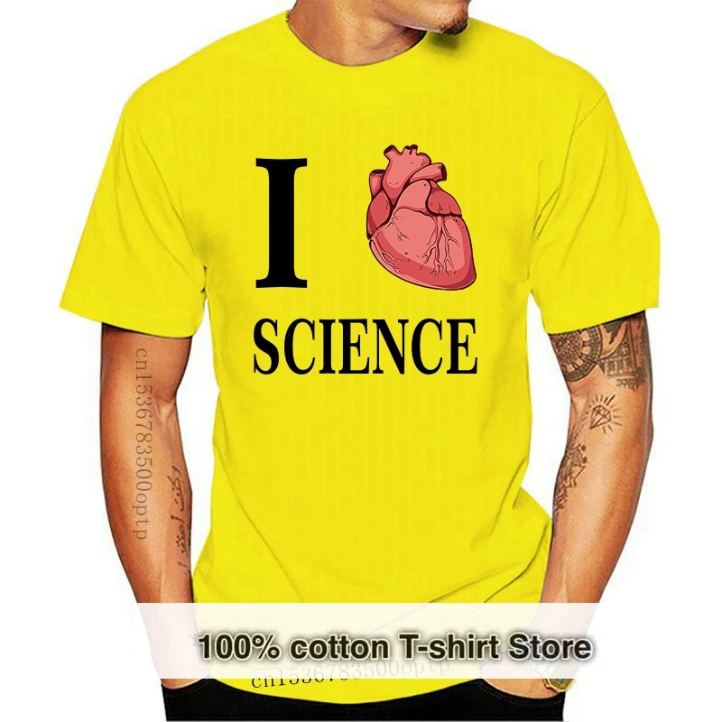 

Новинка 2019, Повседневная футболка с коротким рукавом с надписью I Heart Science, Love, биология, анатомия, Мужская футболка хорошего качества