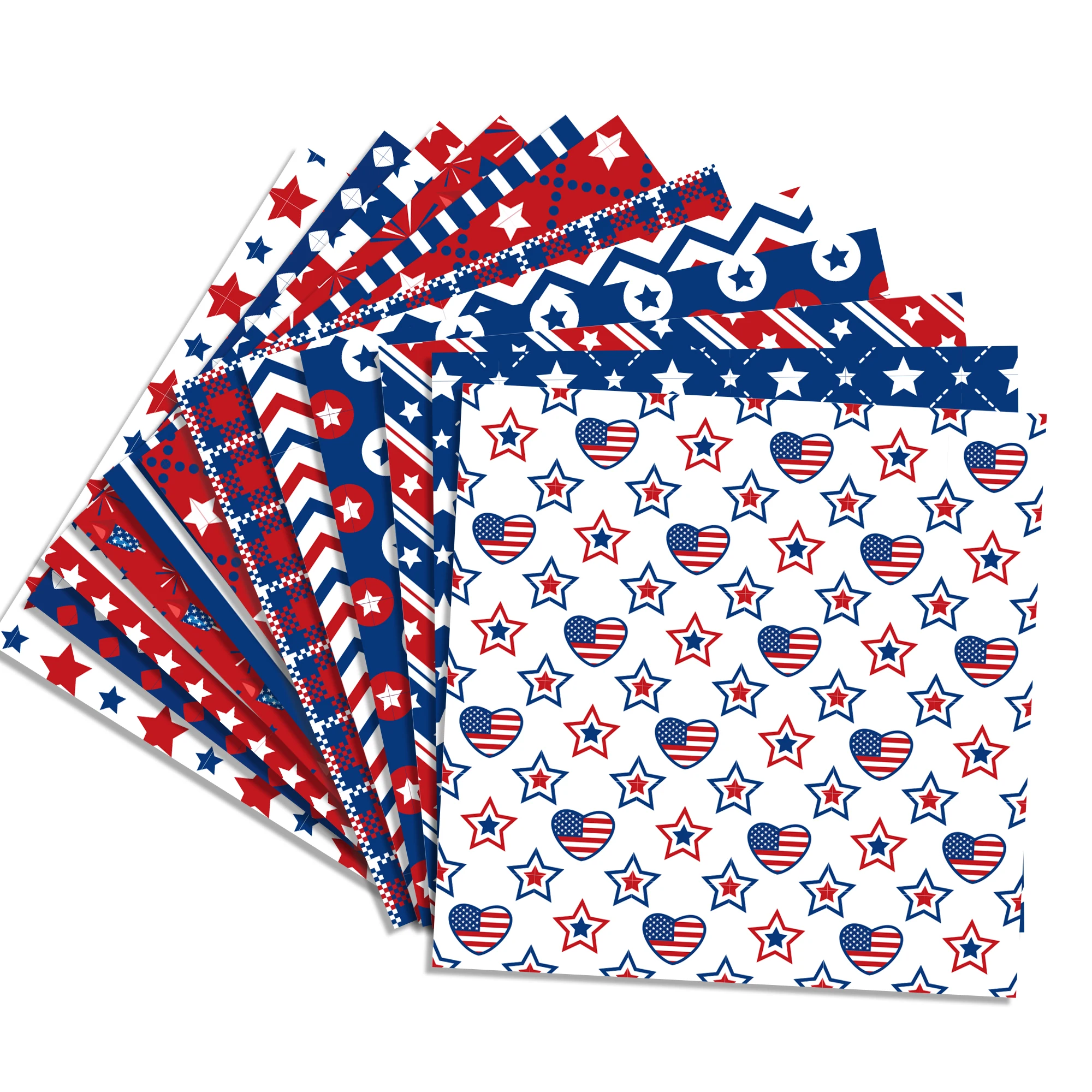 

24pcs/set Cool July 4th Day USA National Flag Independence Day Birthday Party DIY Square Gift Wrapping Handbook Material Paper
