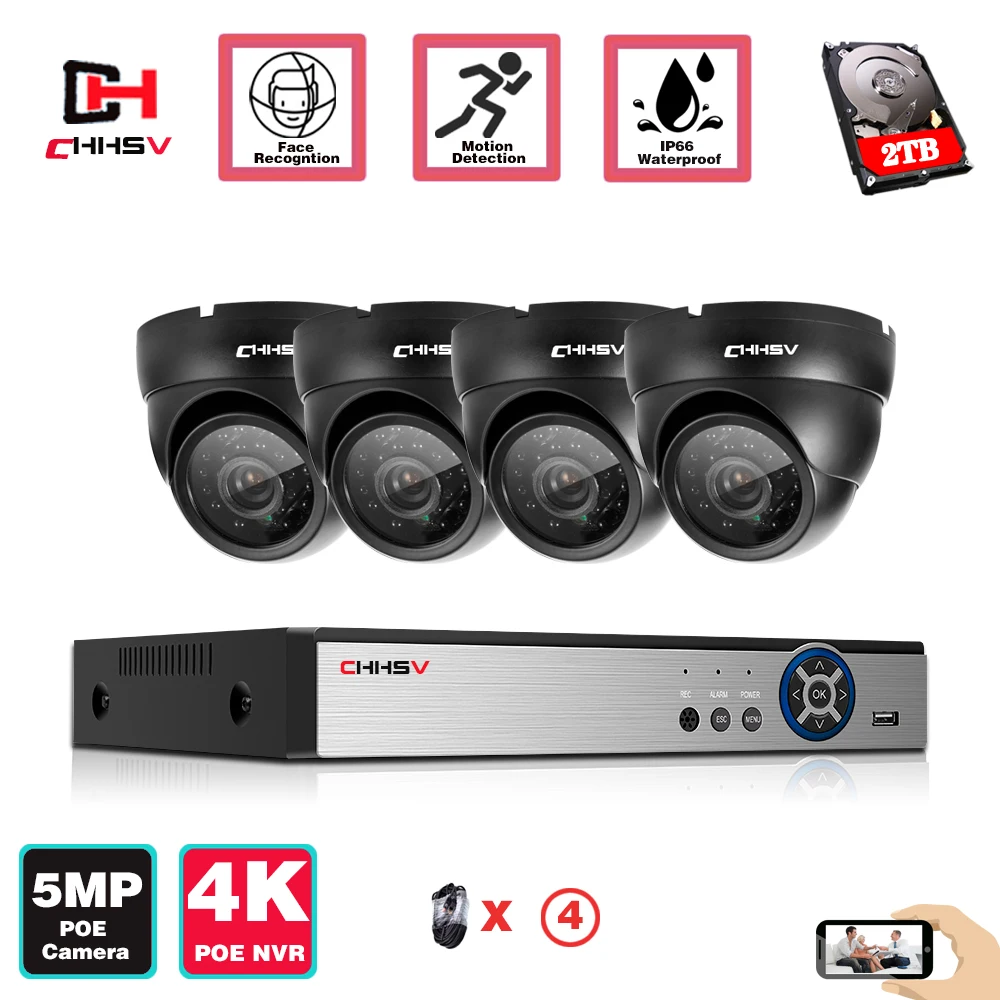 

4K Ultra HD 8MP Ai Face Detection Human POE NVR Security 5MP Camera System CCTV Video Record Outdoor Home Surveillance Cam KIT
