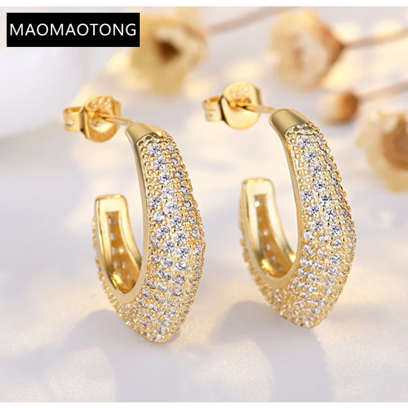

earrings for women 2022 luxury designer Korean Gold Color Metal Mesh Crystal Hoop Earrings Women Fashion Jewelry Geometric Grid