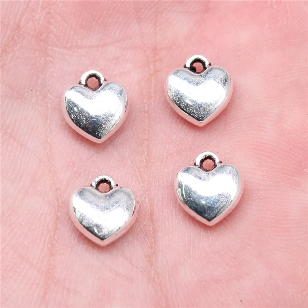 

Подвески в виде сердца для изготовления ювелирных изделий под старину серебряного цвета, 20 шт., 9x8 мм, B15781