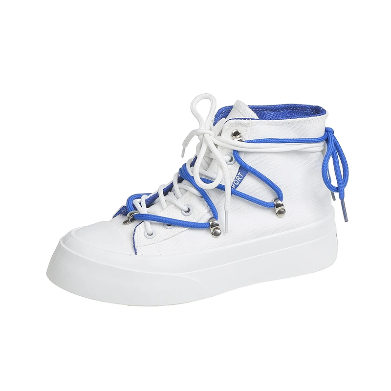 

Новинка лета 2022, парусиновые туфли, женские студенческие туфли с большой головой, обувь в гонконгском стиле контрастных цветов с высоким ве...