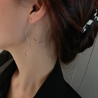 simple wavy line tassel chain drop earrings for women super fairy temperament student%c2%a0girl party wedding jewelry accessories