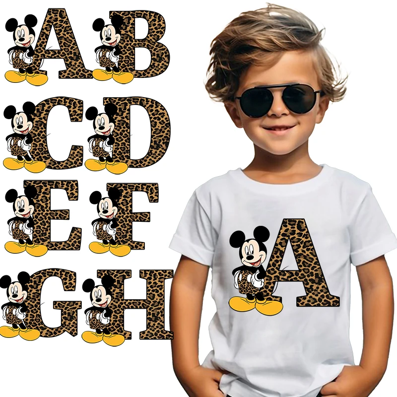 Mickey Mouse Disney Boys Girls Iron on Patch Sticker Letter Customization Stitch Patches T-shirt Tops Clothing Anime Cute Gifts