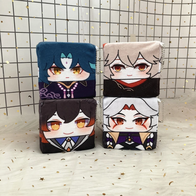 

Милая ударная кукла Genshin, 10 см, квадратная плюшевая игрушка, плюшевая игрушка Kazuha Zhongli Xiao Прокат, подвеска-мешок, мультяшная плюшевая игрушка,...