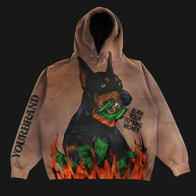 

Американская уличная винтажная толстовка с мультяшным принтом супер Далянь Мужская Уличная одежда Y2K Толстовка в стиле панк Харадзюку Своб...