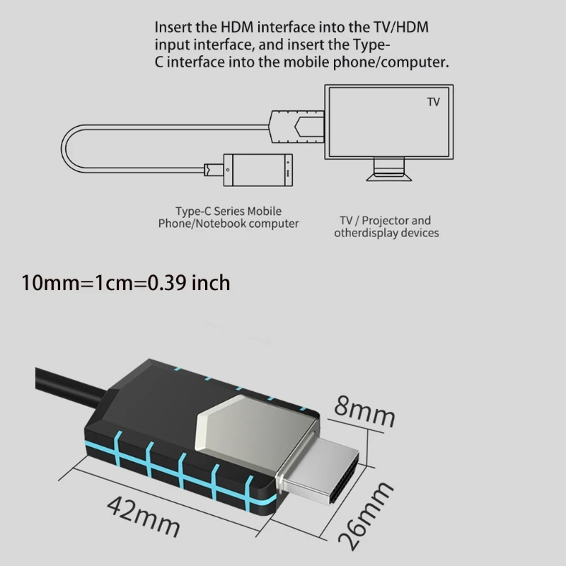 

Plug and Play Practical Fast Transmission Data Connection Line USB C to HDMI-compatible Cable Type C to HDMI-compatible Cable