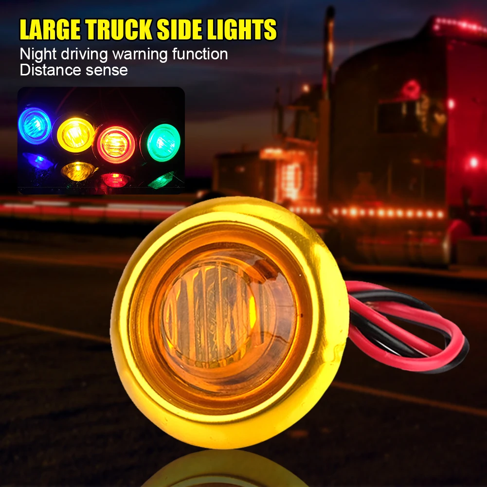 

10Pcs LED Side Marker Truck Trailer Light Round Mini Warning Light Signal External Lamp Universal Side Light for Lorry SUV Boat