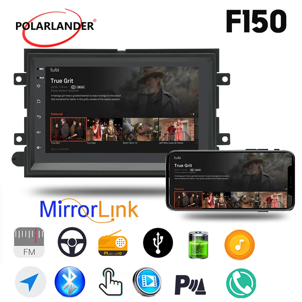 

Car Multimedia Player GPS Navigation 4 Core MP5 Player Android Apple Carplay, Android Auto Wifi FOR Ford F150 1G+16G 7" 2Din