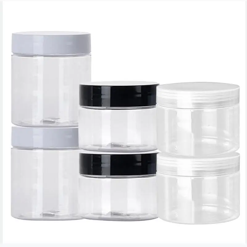 

12Pcs 100/120/150/200/250ml Clear Plastic Jar and Lids Skincare Cosmetic Cream Jar Travel Set Refillable Bottles Storage Jars