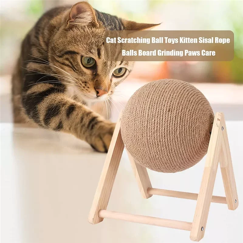 

2023NEW Cats Scratching Ball Toy Durable Kitten Grinding Paws Rope Ball Wooden Board Cat Climbing Frame Wear-Resistant Pet Suppl