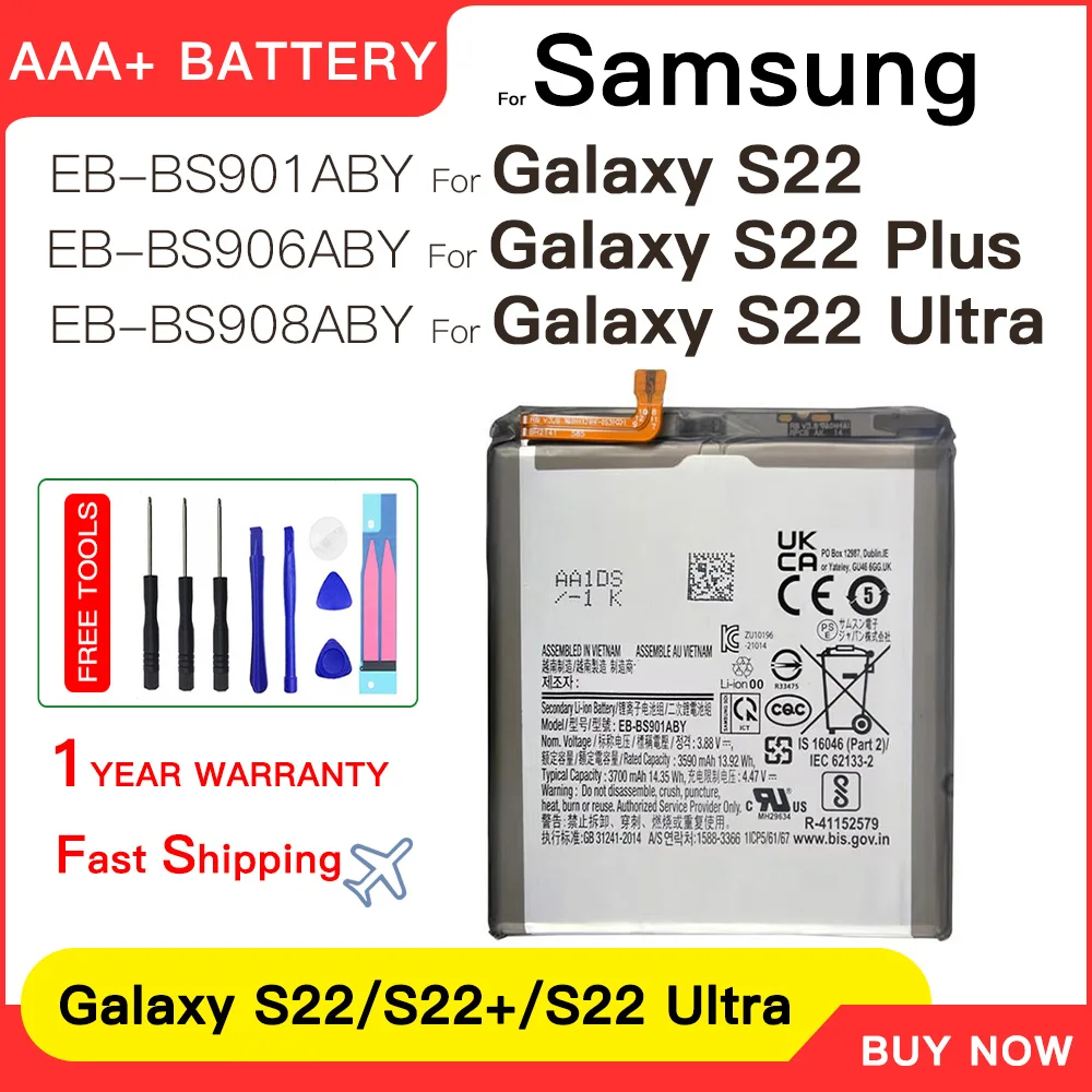 Оригинальные аккумуляторы EB-BS906ABY EB-BS908ABY EB-BS901ABY для Samsung Galaxy S22 Plus Ultra S901 S908B S906 +