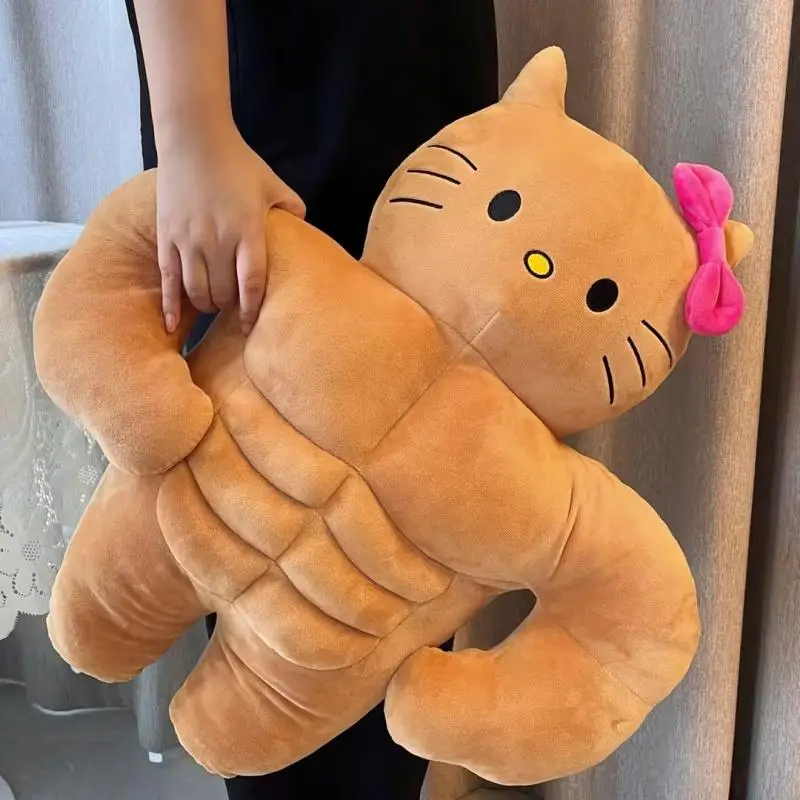 

Новинка Sanrioed мультфильм 58 см помпон Пурины Hello Kittys интересные мягкие игрушки творческие мышцы плюшевая кукла кавайный подарок на день рождения