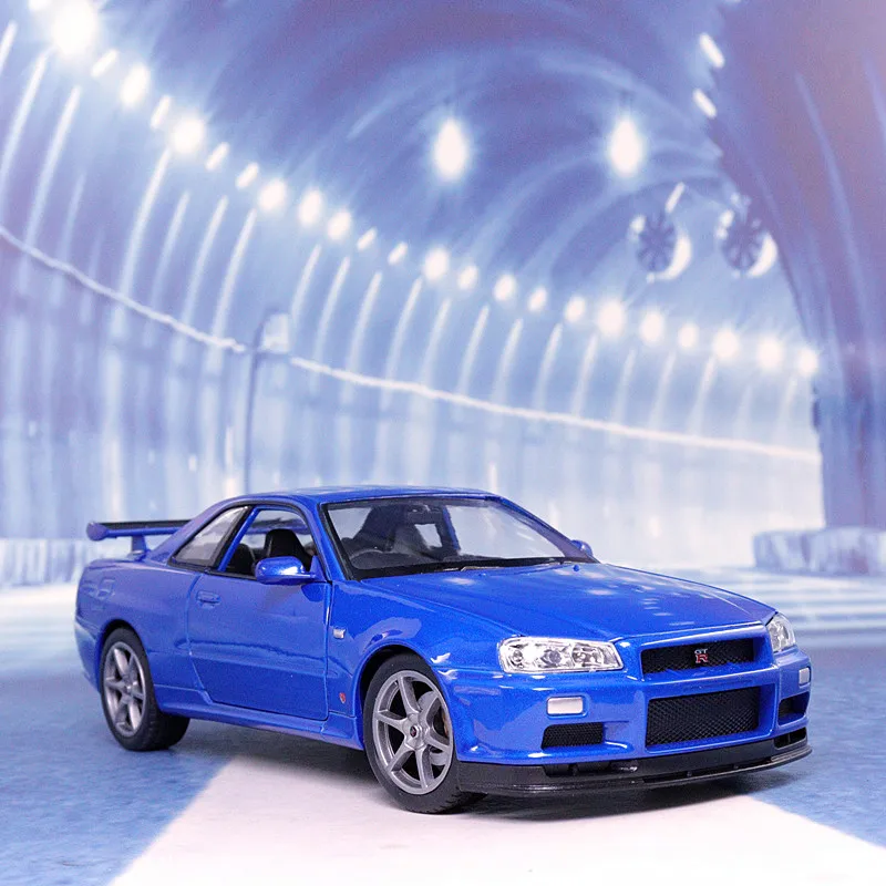 Модель литая автомобиля WELLY 1:24 Nissan Skyline GT-R R34 высокий симулятор игрушечный