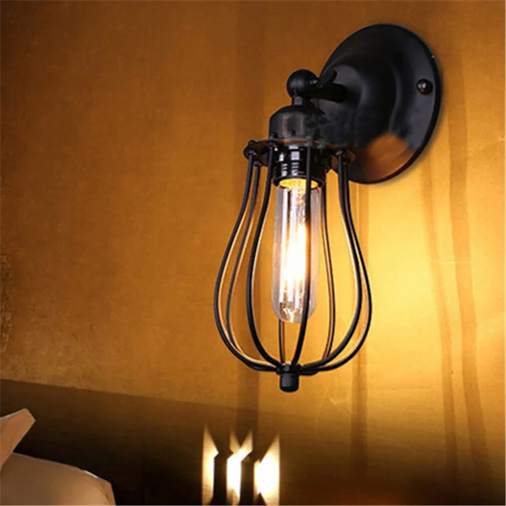 

Retro Industrial Style Wall Light Vintage Wrought Iron Lampshade Light Cafe Bar Restaurant Adjustable Sconce Lights Porch Garage