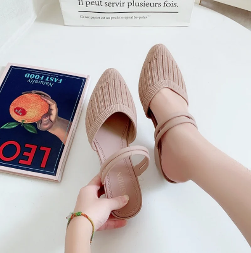 

Модные женские сандалии 2022, шлепанцы без задника для пляжа, женская обувь с закрытым носком, обувь на танкетке для женщин, пластиковые санда...