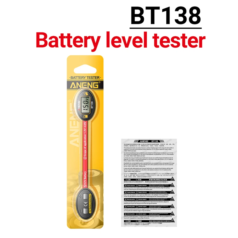 BT138 Цифровые тестеры батарей Тестер емкости литиевой батареи Дисплей клетчатый анализатор Дисплей AAA AA Тестер таблеточных батарей