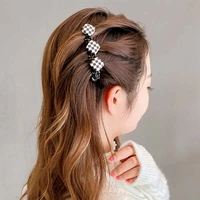 elegant plaid hair clips for women girls double layer hairgrip bangs fixed hairpin girl hair accessories pinzas para el cabello