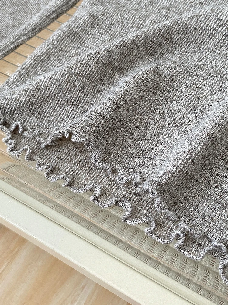 Женский серый пуловер свитер футболка Harajuku корейский кашемировый с длинными