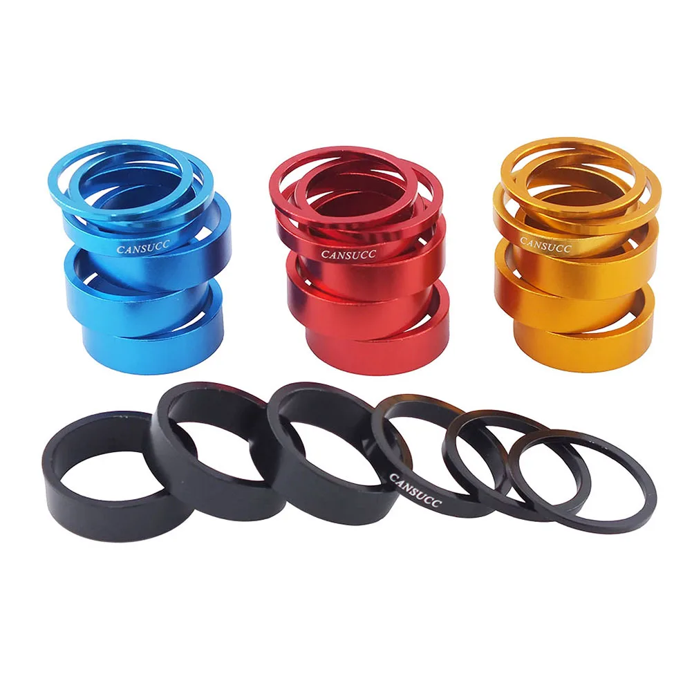 

6Pcs 28.6mm MTB Fork Washer Headset Stem Spacer Replacement Aluminum Alloy Cycling Road Bike Stem Handlebar Spacers Ring Gasket